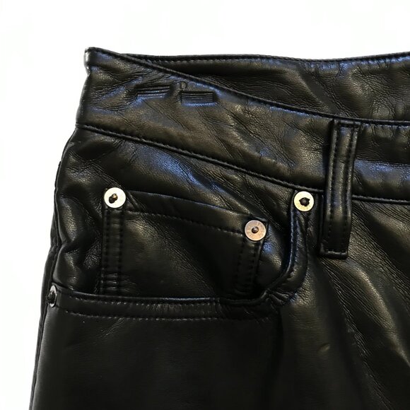 Agolde Recycled Leather Pants Womens 26 Black High Rise Waist 90s Straight Leg - Picture 6 of 12